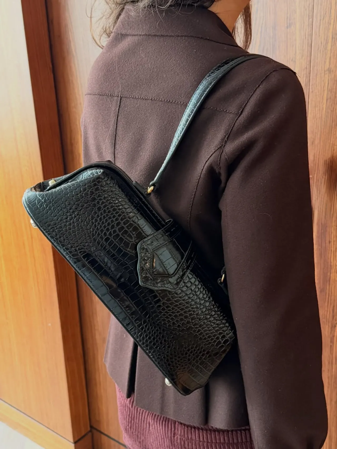 Mehry Mu Releases Statement Jung Shoulder Bag in Embossed Croc