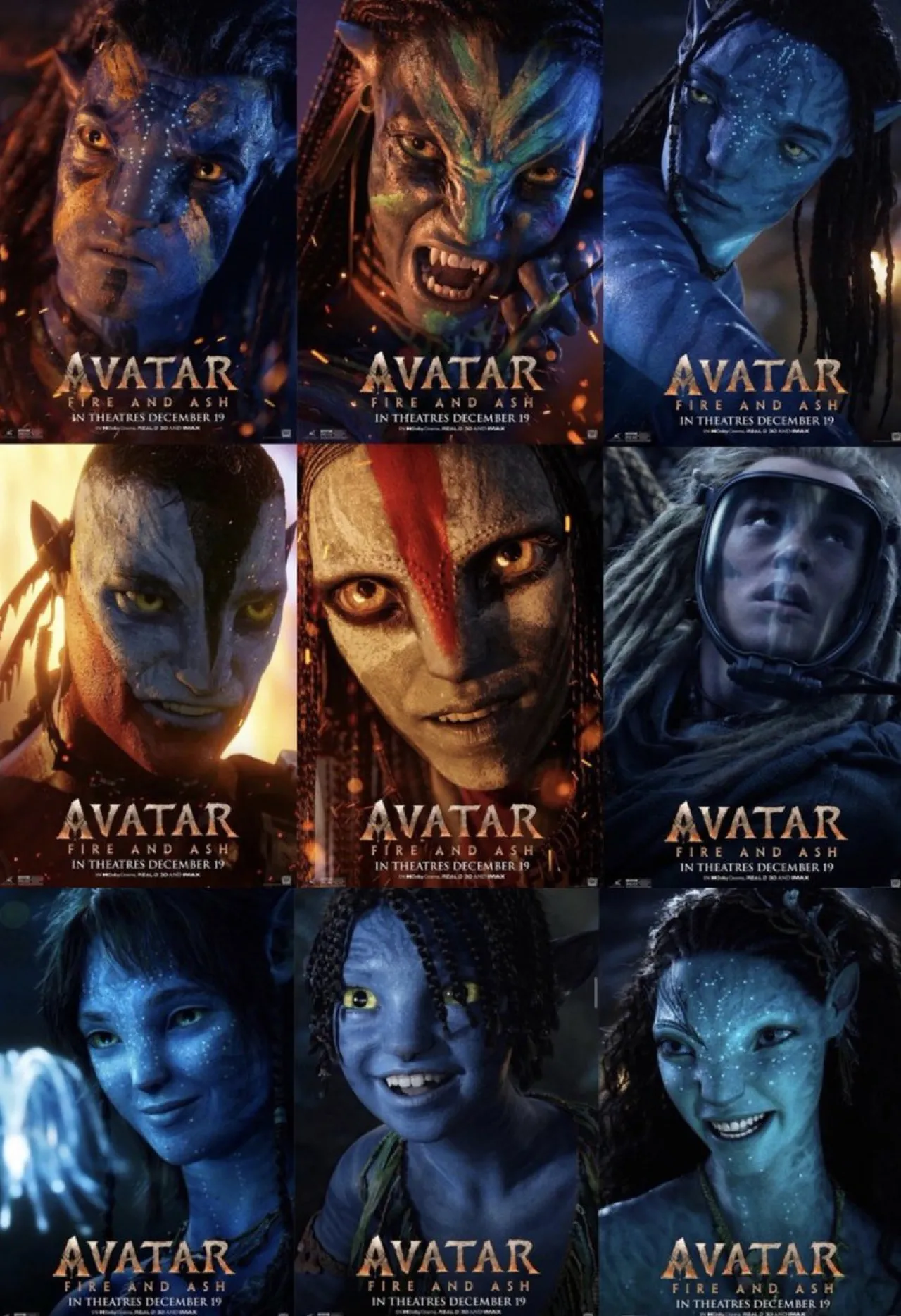 New Character Posters Revealed for Upcoming 'Avatar: Fire and Ash' Film