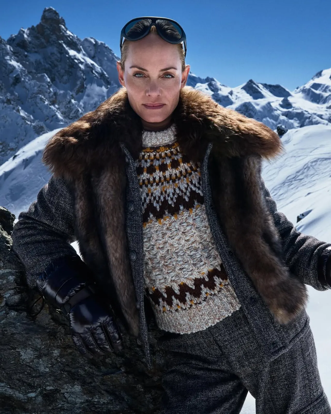 Amber Valletta Showcases Moncler Grenoble's Fall Winter 2025 Collection in the Alps